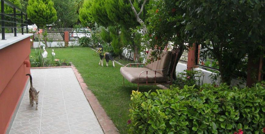 Pansiyonumuzun dinlenmek için kullanabileceğiniz yemyeşil bahçesi