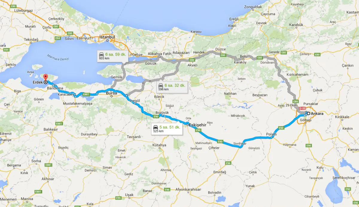 Ankara'dan Erdek'e Nasıl Gidilir