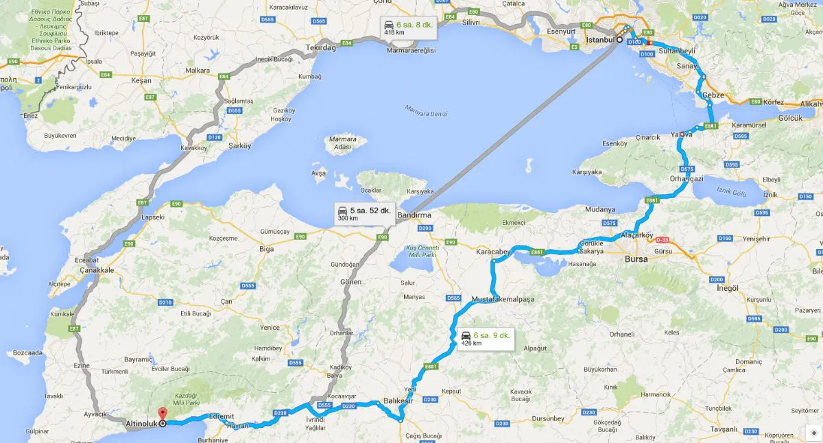 İstanbul Bursa Üzerinden Altınoluk'a Nasıl Gidilir