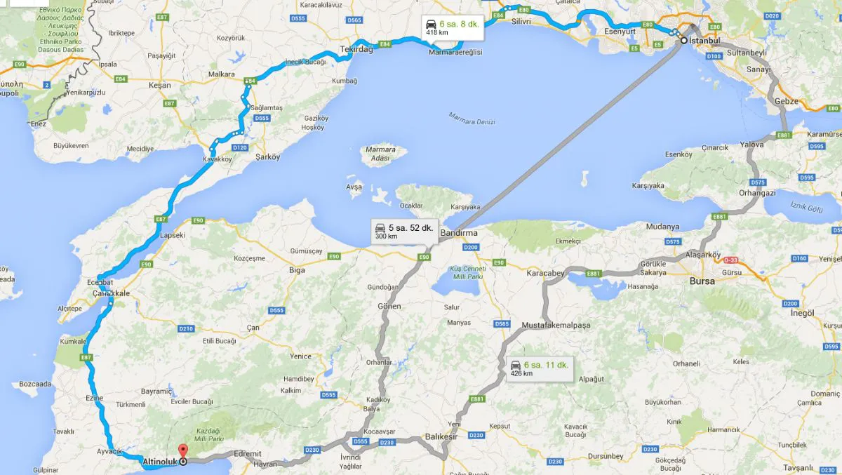 İstanbul'dan Altınoluk'a Tekirdağ Üzerinden Nasıl Gidilir